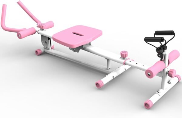 Transform Your Workouts with 4-in-1 Exercise Equipment, Rowing, Leg Press, Glider Machine, and Roman Chair, Pink - Image 6