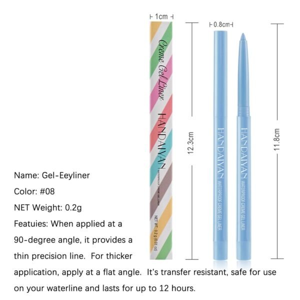 Eyeliner Pencil, Waterproof Eyeliner Long-lasting, Light-blue Eyeliner, High-Pigmented Colorful Eyeliners Easy To Use Eyeliner Pen for Women, Light-blue - Image 6