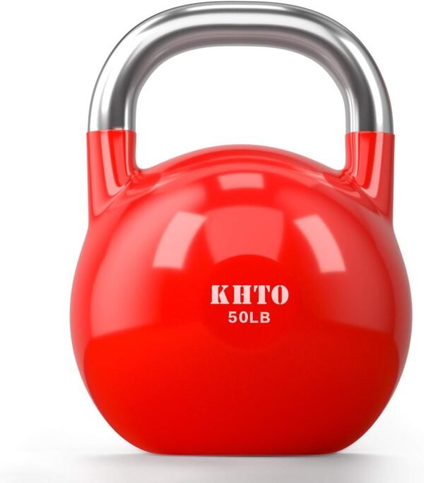 KHTO Kettle Bells – Competition Kettlebell 50 LB – Professional Grade Kettlebell for Fitness, Weightlifting, Core Training – Durable and Strong Design – 10-50 LB Color-Coded Collection - Image 2