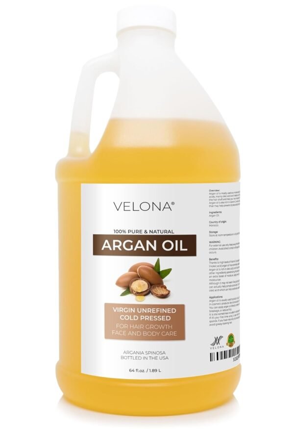 velona Argan Oil - 64 Fl Oz | 100% Pure and Natural | Morocco Oil | Stimulate Hair Growth, Skin, Body and Face Care | Nails Protector | Unrefined, Cold Pressed - Image 2