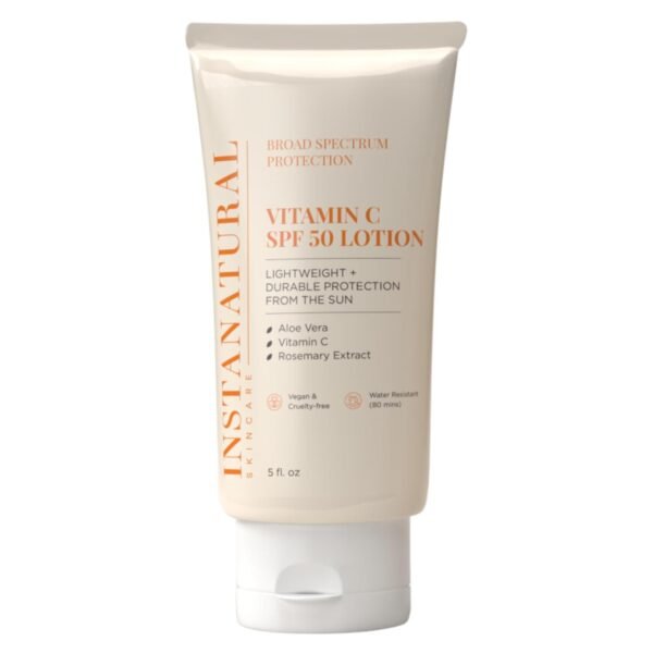 InstaNatural Skin Care Vitamin C SPF 50 Broad Spectrum Sunscreen Lotion, Brightening, Lightweight, Non-Greasy Moisturizer for Body & Face, UVA, UVB Sunblock, with Aloe Vera & Botanicals, 5 Fl Oz - Image 2