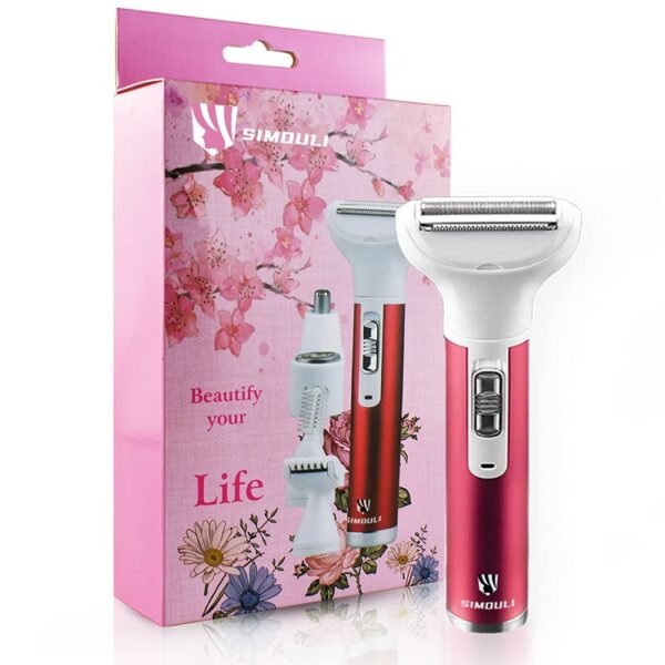Electric Razor for Women,5 in 1 Womens Shaver Electric Bikini Trimmer Pubic Hair Removal Wet & Dry Painless Shaver for Legs Underarms Eyebrow Face Nose and Bikini Line Razor (Red) - Image 9