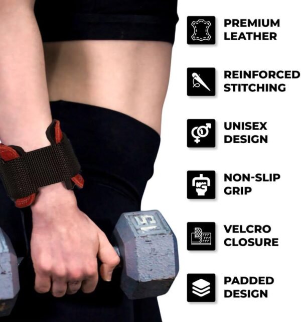 Weight Lifting Grips with Wrist Straps - Non Slip Lifting Straps for Weightlifting, Deadlifting, Powerlifting and Pull Ups, Padded Weight Lifting Gloves with Deadlift Straps for Women and Men - Image 4