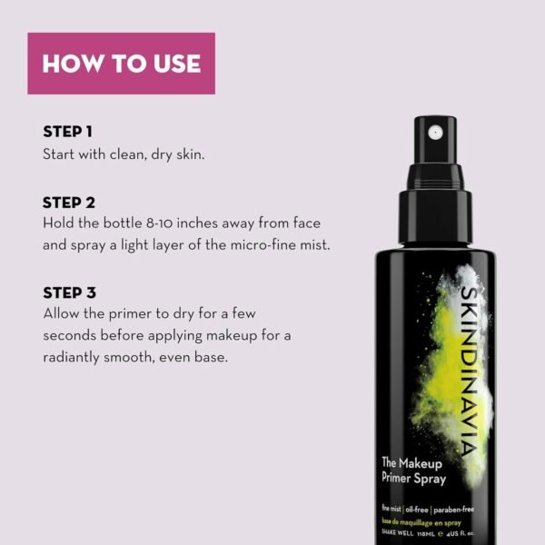 Skindinavia Makeup Primer + Makeup Finishing Spray Bridal | Hydrating Spray, Pore Minimizing Primer Mist | Long Lasting, Sweat Resistant & Waterproof Fine Mist Matte Setting Spray, (2 x 4 Fl. Oz.) - Image 4