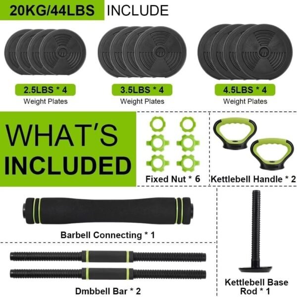 Adjustable Kettlebell Set, 4 in 1 Adjustable Dumbbell Set,44lbs/66lbs/88lbs Weight Set Used as Kettlebells, Barbell, Push up Stand for Home Gym,Round - Image 4