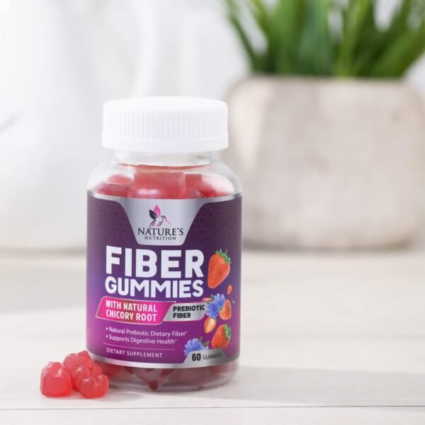 Fiber Supplement Gummies for Digestive Health & Regularity Support, Fiber 4g Gummy for Adults, Daily Prebiotic Supplements, Natural Prebiotic Fiber Gummy, Plant Based, Strawberry Flavored - 60 Gummies - Image 10
