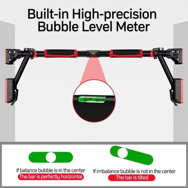 Pull Up Bar - Two-way Support Strength Training Chin up Bar for Doorway without Screws, Portable Pullup Bar for Home Gym Exercise Fitness with Level Meter, Adjustable Width, Max Load 880 LBS - Image 6