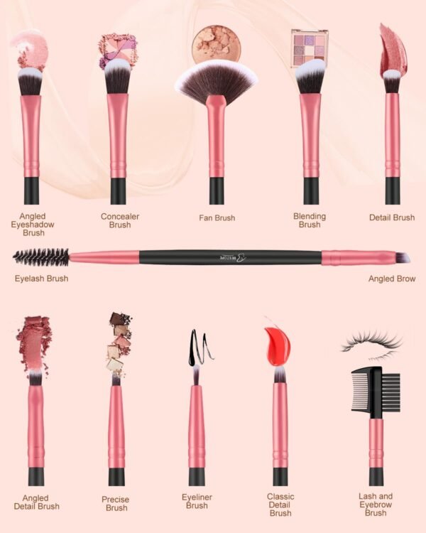BESTOPE PRO Makeup Brushes 16 Pcs Makeup Brush Set, Blending Brush for Foundation, Premium Synthetic Powder Concealers Makeup Brushes for Eyes and Face, Eye Shadows Brushes, Eyeliner Make Up Brushes - Image 4