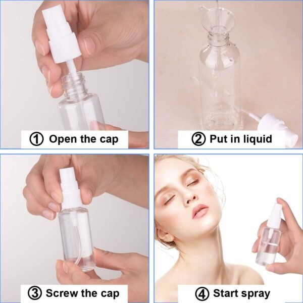 Spray Bottle, 1oz/30ml Small Plastic Fine Mist Spray Bottles, Mini Empty Travel Bottles with Funnels and Labels 6 Pack - Image 6