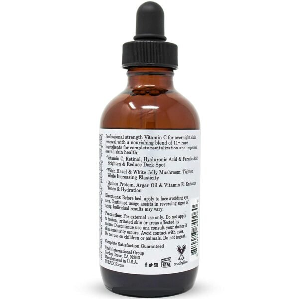 PURA D'OR 25% Vitamin C Serum 4 Oz + 0.25mm Derma Roller Set - Hyaluronic Acid & Retinol Microdermabrasion Skin Care Cosmetic Kit For Face & Eyes, Dark Spots - For Men & Women - Image 3