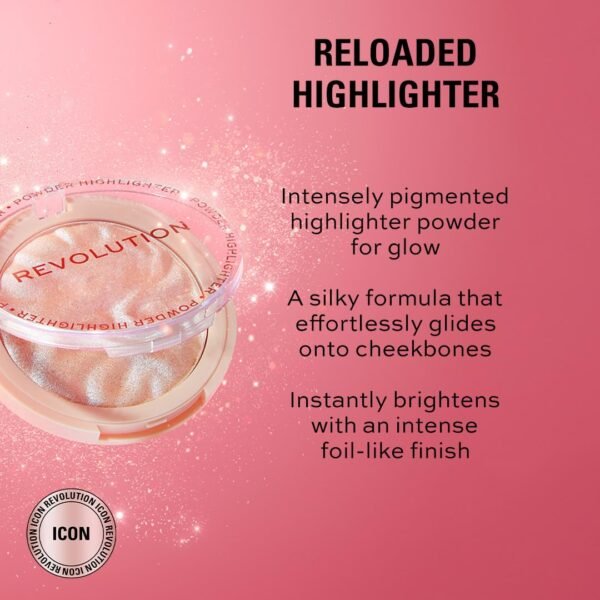 Revolution Beauty, Reloaded Pressed Powder Highlighter, Intensely Pigmented for a High Impact Dewy Finish, Dare To Divulge, 0.22 Oz. - Image 3