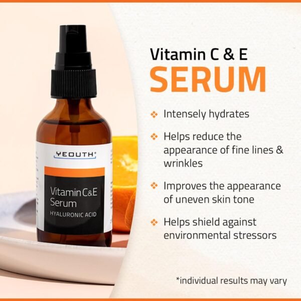 YEOUTH Vitamin C Face Serum with Vitamin E and Hyaluronic Acid, Hydrating Vitamin C Serum for Face, Targets the Appearance of Dull Spots 2oz - Image 4