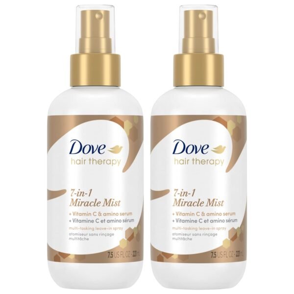 Dove 7-in-1 Miracle Mist for Women - Anti Frizz Detangler, Shine Enhancer, Vitamin C Repair Treatment for Damaged Hair, Leave In Conditioner, 7.5 Fl Oz (Pack of 2) - Image 2