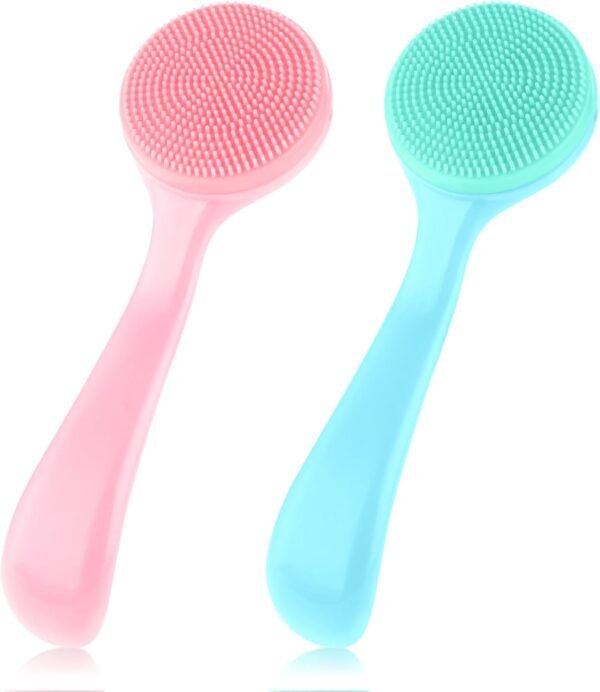 2 PCS Silicone Manual Facial Cleansing Brush Silicone Facial Scrubber Handheld Exfoliator Soft Bristles Scrubber Skin Friendly Waterproof Face Cleaning Scrubber for Blackheads Makeup Residues Removal - Image 2