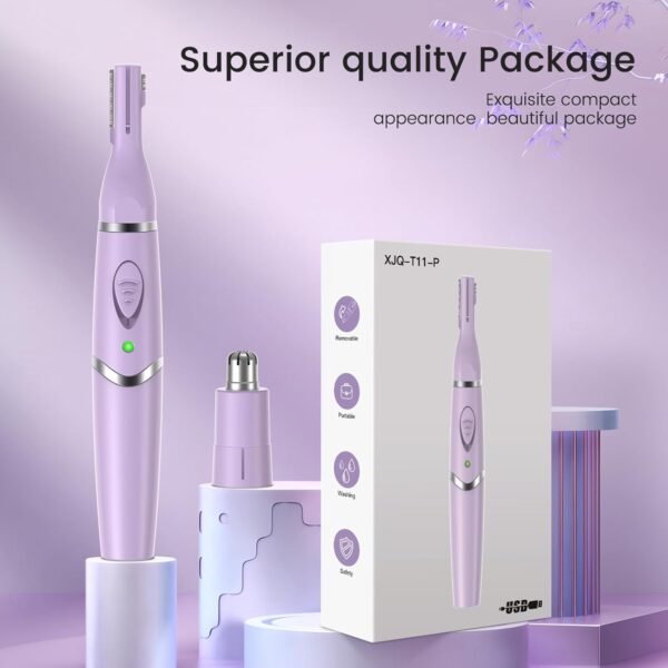 Nose Hair Trimmer for Women - 2 in 1 Professional Painless Eyebrow and Facial Hair Trimmer for Men and Women, USB Rechargeable Trimmer Double Edged Blades Easy to Clean - Image 8