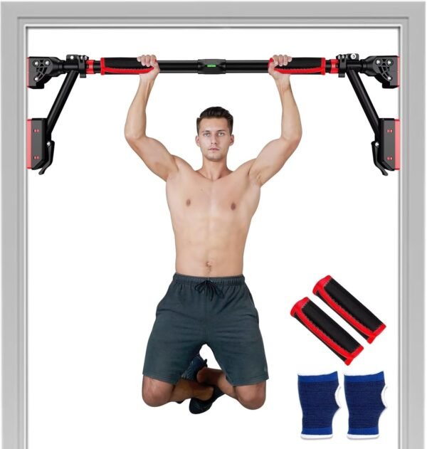 Pull Up Bar - Two-way Support Strength Training Chin up Bar for Doorway without Screws, Portable Pullup Bar for Home Gym Exercise Fitness with Level Meter, Adjustable Width, Max Load 880 LBS - Image 2