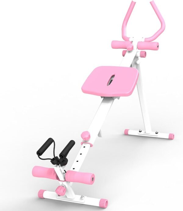 Transform Your Workouts with 4-in-1 Exercise Equipment, Rowing, Leg Press, Glider Machine, and Roman Chair, Pink - Image 2