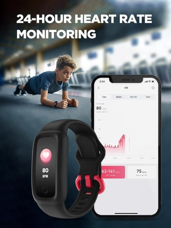BIGGERFIVE Vigor 2 Kids Fitness Tracker Watch for Girls Boys Ages 5-12, IP68 Waterproof, Activity Tracker, Pedometer, Heart Rate Sleep Monitor, Calorie Step Counter Watch - Image 5