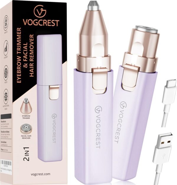 Eyebrow Hair Trimmer: Rechargeable Facial Hair Removal Device for Removing Unwanted Peach Fuzz from Lips Chin Neck As Well As Shaping Eyebrows - Image 2