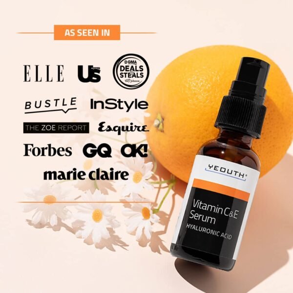 YEOUTH Vitamin C Face Serum with Vitamin E and Hyaluronic Acid, Hydrating Vitamin C Serum for Face, Targets the Appearance of Dull Spots 2oz - Image 3