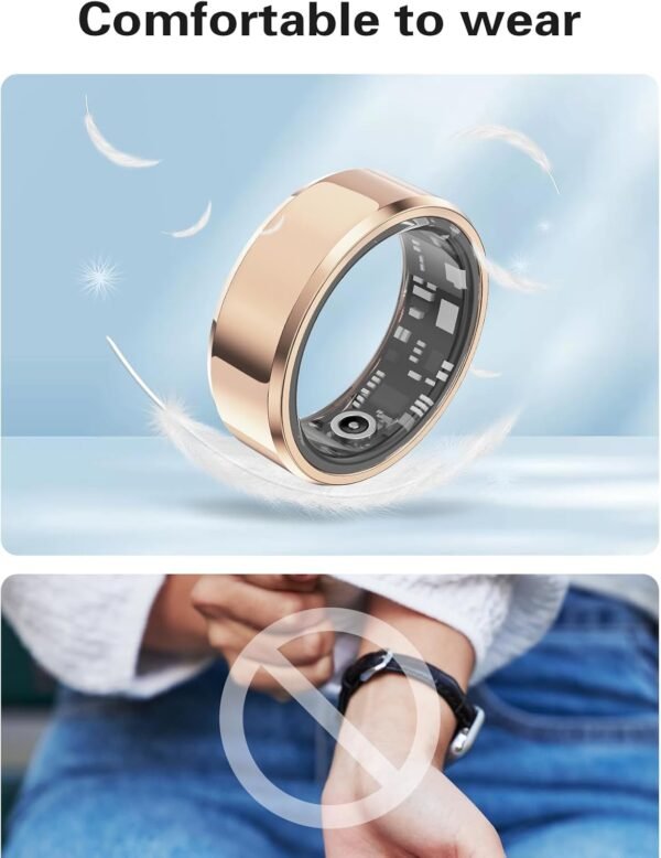 Smart Rings Health Tracker，Sports Fitness Ring，Step Tracker，Heart Rate Monitor ，Blood Oxygen， Sleep Tracker ，IP68 Waterproof，Activity Fitness Tracker，Best Smart Rings for Women Men (Gold, 1) - Image 8