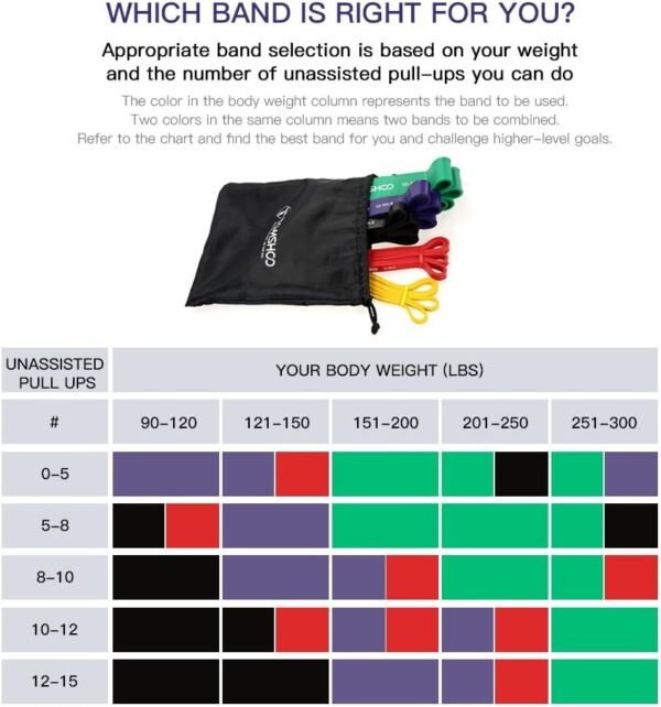 TOMSHOO Resistance Bands Set, Multiple Fitness Exercise Workout Bands with Storage Bag, Door Anchor, Pull Up Assistance Straps for Working Out, Body Stretching, Physical Therapy, More - Image 4