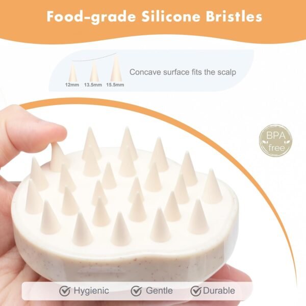 FREATECH 2-Pack Wheat Straw Hair Scalp Massager Shampoo Brush with Silicone Bristles for Hair Growth and Dandruff, Hair Massager Scalp Scrubber Head Exfoliator for Wet & Dry Hair, Women Men Kids - Image 5