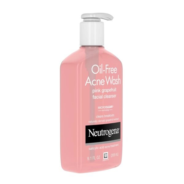 Neutrogena Oil-Free Salicylic Acid Pink Grapefruit Pore Cleansing Acne Wash and Facial Cleanser with Vitamin C, 9.1 fl. oz - Image 3
