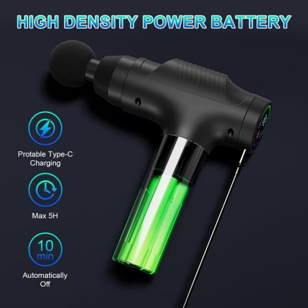 Massage Gun Deep Tissue,Portable Electric Muscle Massager,High Intensity Percussion Massager for Pain Relief with 20 Speeds & LED Screen,Black - Image 4