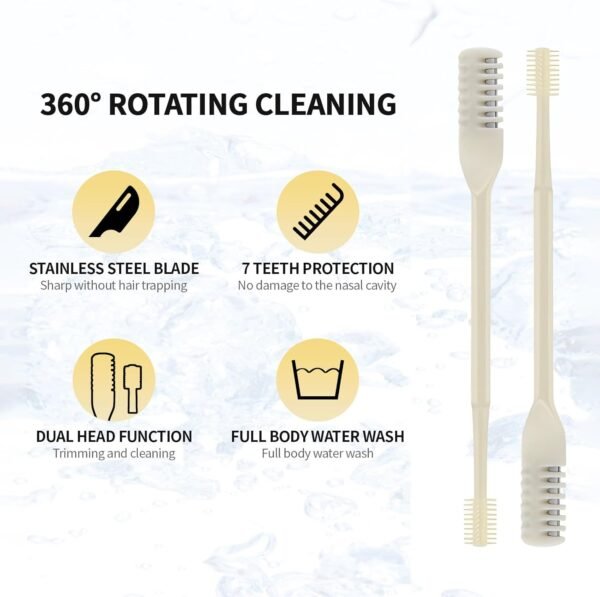 Unisex Nose Hair Trimmer, Stainless Steel and PP Rubber, Ergonomic Design, 360 Spinning Blades, Double Head Functionality, Easy to Carry - Image 6