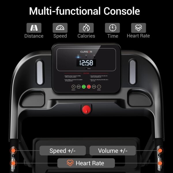Folding Treadmills for Home, 2.5 HP Quiet Brushless Foldable Treadmill with Pulse Sensor, 7.5 MPH, 265 LBS Capacity - Image 3