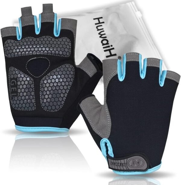 HuwaiH Cycling Gloves for Men/Women Anti-Slip Shock-Absorbing Biking Gloves Half Finger Gel Pad Bicycle Gloves Breathable Bike Gloves - Image 5