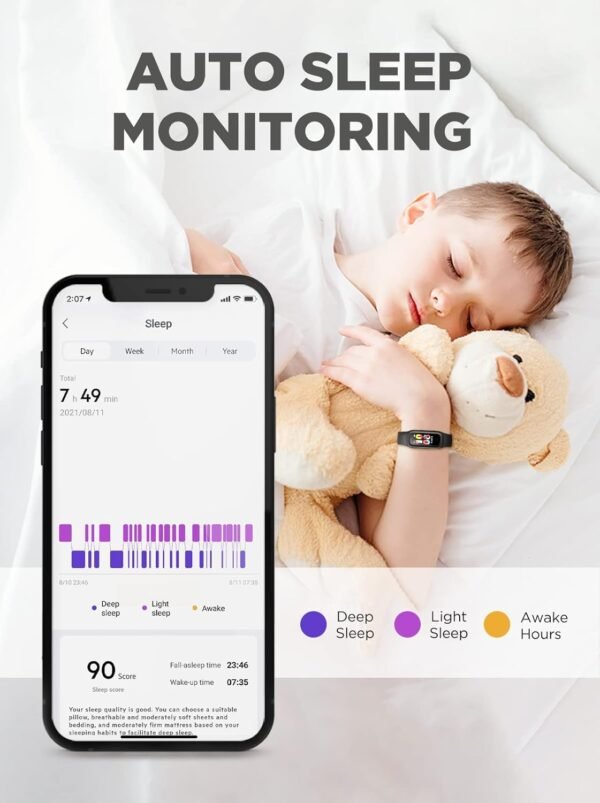 BIGGERFIVE Vigor 2 Kids Fitness Tracker Watch for Girls Boys Ages 5-12, IP68 Waterproof, Activity Tracker, Pedometer, Heart Rate Sleep Monitor, Calorie Step Counter Watch - Image 6