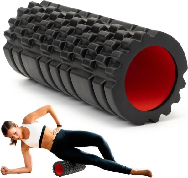 Foam Roller for Deep Tissue Massager, 13" High Density Exercise Patented Roller for Muscle Massage and Myofascial Trigger Point Release Back Roller for Fitness, Yoga and Pilates (Black) - Image 2