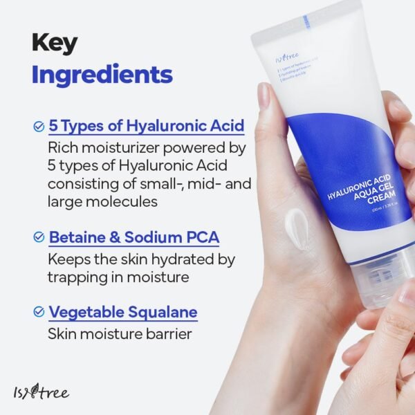 IsNtree Hyaluronic Acid Aqua Gel Cream 100ml, 3.38 fl.oz | Korean Skincare | Lightweight Hydrating Gel | Quick Absorbing Moisturizer - Image 6