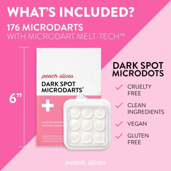 Peach Slices Dark Spot MicroDarts | For Dark Spots, Post-Blemish Redness | Self-Dissolving | Niacinamide, Vitamin C, Hyaluronic Acid, and Cica | Vegan | Cruelty Free | 9 Patches - Image 8