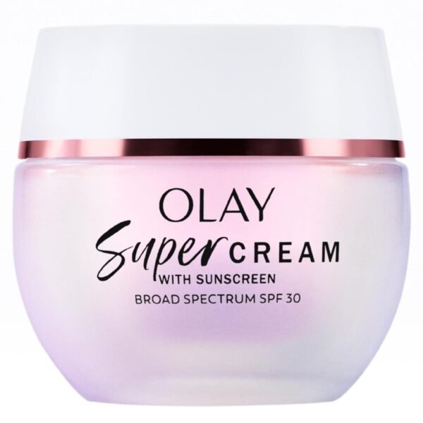 Olay Super Cream with Sunscreen SPF 30, 1.7 oz, Ultra Lightweight Face Moisturizer - Vitamin C & E, Hyaluronic Acid, Niacinamide, Collagen Peptide - Hydrate, Smooth, Brighten, Firm, and Protect - Image 2