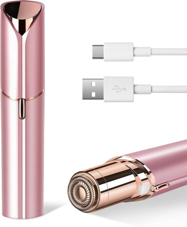 Facial Hair Removal for Women Painless Hair Remover, Waterproof Shaver Razor Hair Remover with LED Light for Face Bikini Peach Fuzz Upper Mustache Lip Chin (Rose Gold) - Image 2