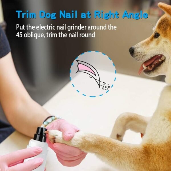 Casfuy Dog Nail Grinder Upgraded - Professional 2-Speed Electric Rechargeable Pet Nail Trimmer Painless Paws Grooming & Smoothing for Small Medium Large Dogs & Cats (White) - Image 8