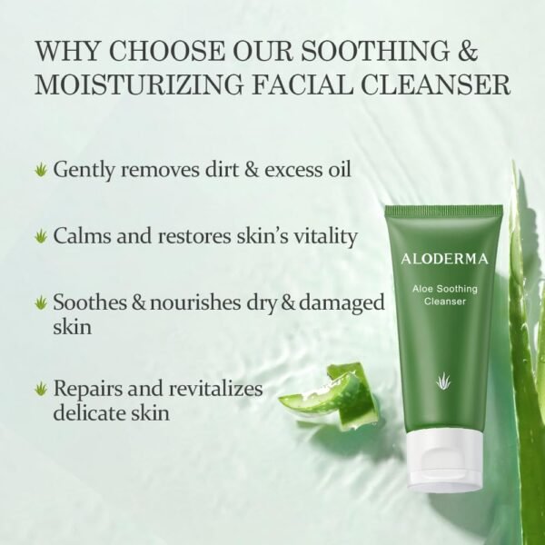 Aloderma Soothing Cleanser for Sensitive Skin Made with 76% Organic Aloe Vera and Allantoin to Calm & Gently Cleanse Damaged Skin, 3.5oz - Image 3