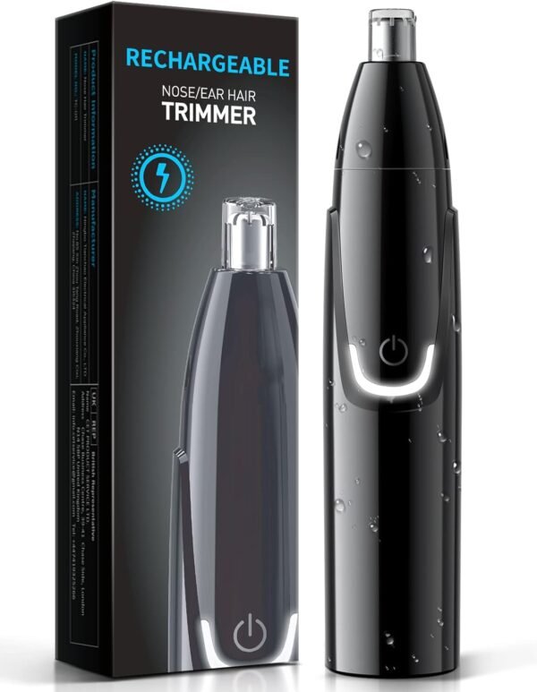 ZORAMI Rechargeable Ear and Nose Hair Trimmer - 2025 Professional Painless Eyebrow & Facial Hair Trimmer for Men Women, Powerful Motor and Dual-Edge Blades for Smoother Cutting Black - Image 2