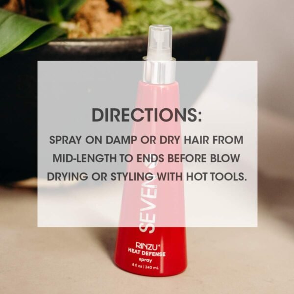 SEVEN Haircare RINZU Heat Defense Hair Spray, Heat Protection Spray for Hair with Castor Oil, Pro Vitamin B5, Shields Up to 450°F, Reduces Frizz, Adds Shine & Enhances Volume, Made in USA, 8 oz - Image 8