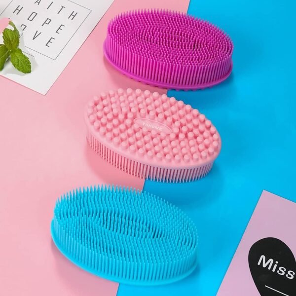 TDHDIKE Silicone Body Scrubber Loofah - Set of 3 Soft Exfoliating Body Bath Shower Scrubber Loofah Brush for Sensitive Kids Women Men All Kinds of Skin - Image 5