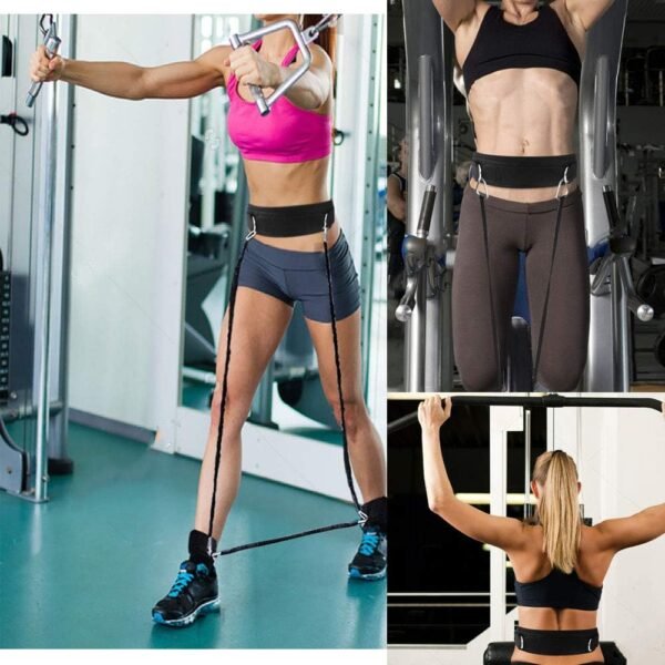 Waist Belt Neoprene Padded Gym Pulley Strap with Rings for Cable Machines Fitness Exercise Speed Agility Resistance Training - Image 4