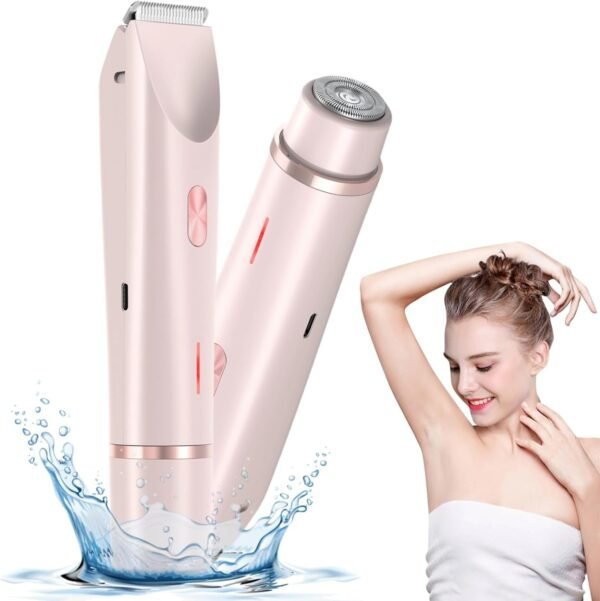 Bikini Trimmer for Women, 2 in 1 Dual-Head Electric Body Hair Trimmer Shaver for Women's Grooming, Waterproof Wet & Dry Pubic Hair Trimmer for Women Legs Bikini Underarms Hair Painless Remove - Image 2