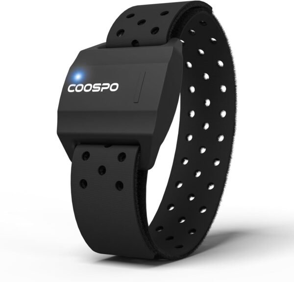 COOSPO Armband Heart Rate Monitor, Bluetooth ANT+ HR Optical Sensor for Sport, Rechargeable Dual Band IP67 HRM, Compatible with Peloton,Wahoo,Polar,Strava,DDP Yoga - Image 2