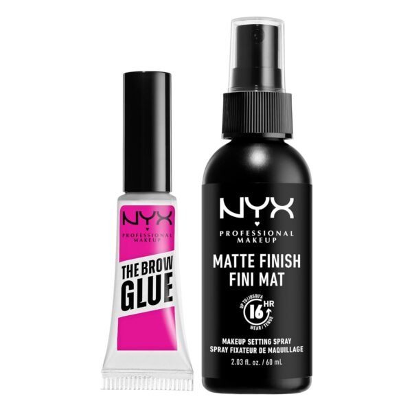 NYX PROFESSIONAL MAKEUP The Brow Glue, Extreme Hold Eyebrow Gel, Clear + Makeup Setting Spray, Matte Finish (2-Pack Bundle) - Image 2