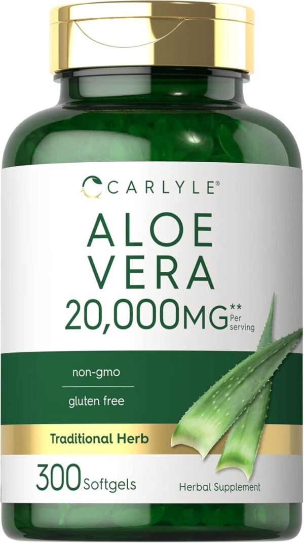Carlyle Aloe Vera Softgel Capsules 20,000mg | 300 Count | Aloe Vera Gel Supplement | Non-GMO, Gluten Free - Image 2