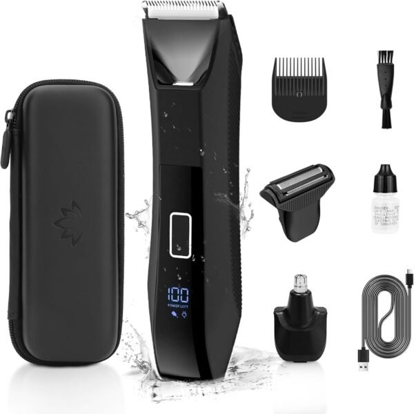 Manscape 3-in-1 Body Trimmer for Men, Groin, Pubic & Ball Hair Shaver No-Nick, Nose Hair Trimmer, Body Groomer for Smooth Shaving, Lightweight with Travel Lock, LED Display, IPX7 Waterproof - Image 2
