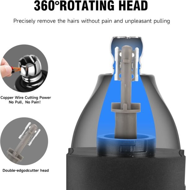 Professional Nose Hair Trimmer for Men, Painless Ear Eyebrow Hair Trimmer Mens Grooming Trimmer Excellent Cutting Power Waterproof Battery Operated Facial Removal Tool - Image 5